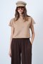 Women's Dark Beige Stand Collar Hidden Zipper Faux Suede Blouse Alc-X14615 - 2