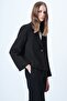 Women's Black Single Button Lined Velvet Jacket Alc-X14620 - 7