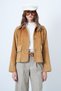 Women's Mustard Double Pocket Wide Cuff Velvet Jacket Alc-X14603 - 2