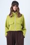 Women's Pistachio Green Stand Collar Double Pocket Raglan Sleeve Jacket Alc-X14409 - 2