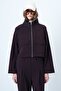 Plum Color Stand Collar Double Pocket Raglan Sleeve Jacket Alc-X14409 - 2