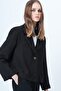 Women's Black Single Button Lined Velvet Jacket Alc-X14620