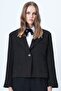 Women's Black Single Button Lined Velvet Jacket Alc-X14620 - 5