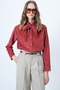 Tile Self-Belted Oversize Velvet Shirt Alc-X14622 - 2