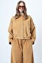 Women's Mustard Shoulder Epaulettes Lined Velvet Bomber Jacket Alc-X14617 - 4
