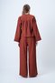Kiremit Hakim Lapel Collar Gold Button Detailed Velvet Jacket and Palazzo Trousers Two-Piece Set Alc-X14633 - 8