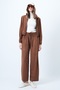 Women's Tan Stand Collar Zippered Soft Textured Suede Jacket and Double Pocket Pants Suit Alc-X14445 - 6