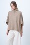 Women's Beige Turtleneck Button Detailed Oversize Knitwear Poncho Alc-X14631 - 6