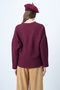 Women's Burgundy Crew Neck Batwing Sleeve Wide Cut Basic Blouse Alc-X14391 - 7