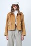 Women's Mustard Double Pocket Wide Cuff Velvet Jacket Alc-X14603 - 4