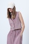 Women's Powder Double-Breasted Collar Metal Button Velvet Vest Alc-X14568