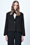 Women's Black Single Button Lined Velvet Jacket Alc-X14620 - 2