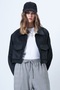 Women's Black Double Pocket Raglan Sleeve Velvet Jacket Alc-X14604 - 4