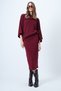Women's Burgundy Collar Design Batwing Sleeve Knitwear Blouse and Pencil Skirt Set Alc-X14625 - 5