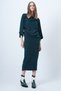 Emerald Green Collar Design Bat Sleeve Knitwear Blouse and Pencil Skirt Set Alc-X14625 - 5