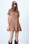 Milky Brown Pleated Detailed Suede Mini Dress Alc-X14630