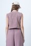 Women's Powder Double-Breasted Collar Metal Button Velvet Vest Alc-X14568 - 5