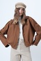 Cinnamon Brown Shoulder Epaulettes Lined Velvet Bomber Jacket Alc-X14617 - 3