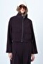 Plum Color Stand Collar Double Pocket Raglan Sleeve Jacket Alc-X14409 - 3