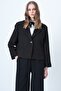 Women's Black Single Button Lined Velvet Jacket Alc-X14620 - 4