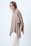 Women's Beige Turtleneck Button Detailed Oversize Knitwear Poncho Alc-X14631 - 3