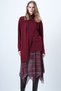 Women's Burgundy Crew Neck Shawl Detailed Knitwear Blouse Alc-X14613 - 2
