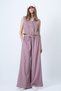Women's Powder Double Pocket Tie Detail Wide Leg Velvet Pants Alc-X14569 - 4