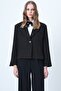 Women's Black Single Button Lined Velvet Jacket Alc-X14620 - 3