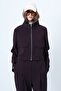 Plum Color Stand Collar Double Pocket Raglan Sleeve Jacket Alc-X14409 - 6