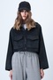 Women's Black Double Pocket Raglan Sleeve Velvet Jacket Alc-X14604