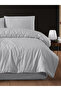 Double Duvet Cover Set with Elasticated Sheets Satin Gray - 2