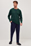 Men's Standard Fit Regular Cut 100% Cotton Crew Neck Elastic Waist Navy Blue Pajama Set