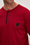 Men's Standard Fit Regular Cut 100% Cotton Crew Neck Elastic Waist Black Pajama Set - 3