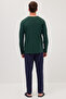 Men's Standard Fit Regular Cut 100% Cotton Crew Neck Elastic Waist Navy Blue Pajama Set - 7