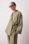 Haki Kruvaze Kimono Pantolon Dokuma Alt - Üst Takım TWOAW26AU00067 - 2