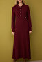 Bordo Astarsız Düz Triko Ribana/Kaşkorse Tesettür Elbise TCTAW26EB00012 - 3
