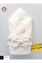 Ecru Pique Baby Girl and Boy Blanket - Cotton and Pompom, Newborn Hospital Exit Swaddle, Gift - 9