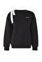 Teen Siyah Açık Omuzlu Slogan Nakışlı Kalın İçi Polarlı Örme Sweatshirt TWOAW26SW00139 - 5