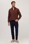 Men's Slim Fit Slim Fit Elastic Waist Trousers with Lace Detail Pleated Navy Blue - 2