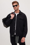 Men's Relax Fit Relax Fit Lumberjack Lapel Double Pocket Clamshell Solid Black Winter Shirt