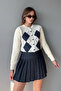 Gri Piliseli Mini Dokuma Casual/Günlük Etek TWOAW26ET00147 - 6
