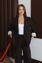 Brown Comfortable Fit Striped Lined Woven Blazer Jacket Twoaw26Bc00044 - 2