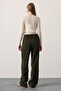 Khaki Elastic Wide Leg Pants Twoaw26Pl00132 - 4