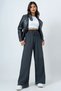 Anthracite High Waist Thick Trousers with Tie Detail Alc-X14549
