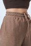 Milky Brown High Waist Tie-Detail Thick Trousers Alc-X14549 - 2