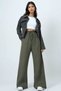 Green High Waist Thick Trousers with Tie Detail Alc-X14549
