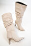 Beige Suede Women's Boots 17549 - 6