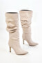 Beige Suede Women's Boots 17549 - 4