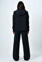 Women's Black Hooded Modal Fabric with Inner Lining Bottom and Top Set Alc-X14632 - 6