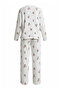 Beyaz Pamuklu Çiçekli Yumuşak Tuşe Fitilli Örme Pijama Takımı THMAW26PT00218 - 3
